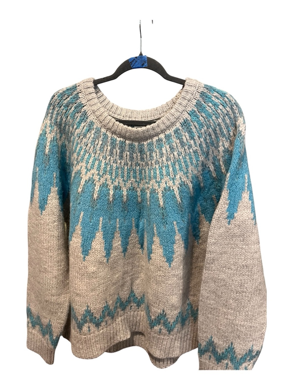 Sundance Fair Isle Crewneck Sweater - Teal & Cream